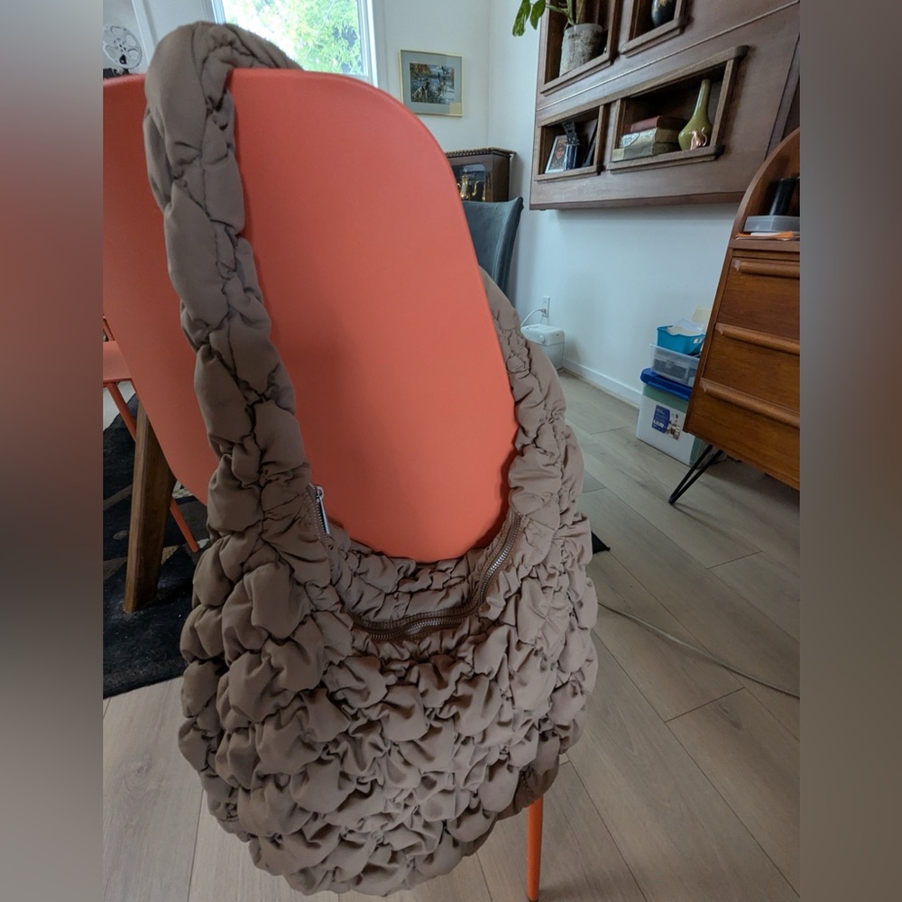 Babaton Tan Ruffled Handbag